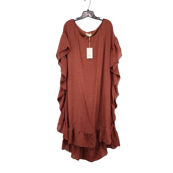 Mia Joy Women's 100% Polyester Ruffles Hi-Low Lined Midi Dress - L - Picture 1 of 8